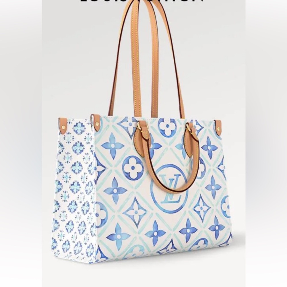 Louis Vuitton By The Pool On The Go MM Tote and Zippy Wallet Lagoon Blue Set - Picture 15 of 16
